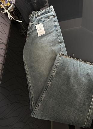 Джинсы zara, джинсы wide leg zara, trf high-rise wide-leg jeans7 фото