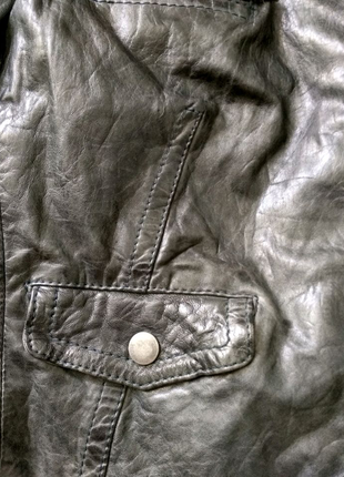 Куртка косуха кожаная черно-зеленого цвета люкс бренд,l5 фото