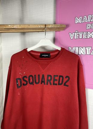 Dsquared 2 свитшот кофта оверсайз красная лого logo базовый унисекс maison couture дизайнерский owens имело2 фото