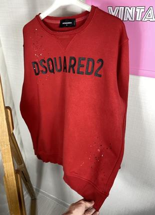 Dsquared 2 свитшот кофта оверсайз красная лого logo базовый унисекс maison couture дизайнерский owens имело3 фото
