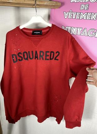 Dsquared 2 свитшот кофта оверсайз красная лого logo базовый унисекс maison couture дизайнерский owens имело4 фото