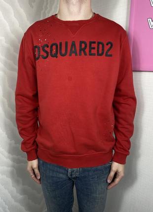 Dsquared 2 свитшот кофта оверсайз красная лого logo базовый унисекс maison couture дизайнерский owens имело9 фото