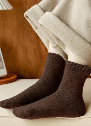 Коричневі шкарпетки шерстяні 3613 шоколадні махрові зимові дуже теплі теплі носки 36-40розміри