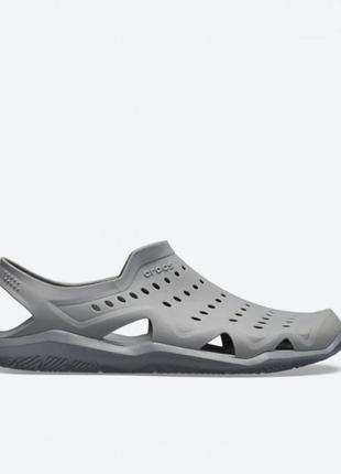 Крокс сандалі аквашузи сірі crocs men's swiftwater wave sandal flat grey2 фото