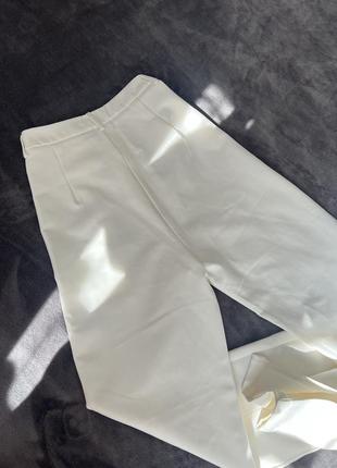 Молочные брюки прямые брюки классические брюки с разрезами брюки платной ткани белые брюки6 фото