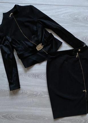 Костюм с юбкой пиджак lasagrada черный новый6 фото