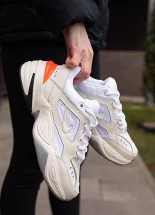 Женские демисезонные спортивные кроссовки nike m2k tekno beige orange2 фото