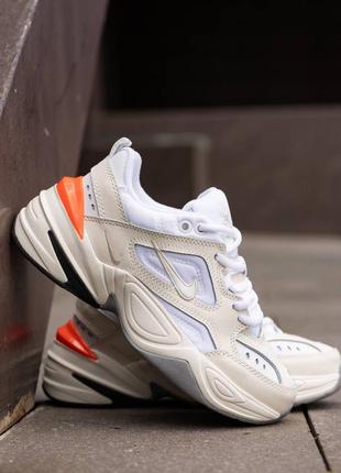 Женские демисезонные спортивные кроссовки nike m2k tekno beige orange6 фото