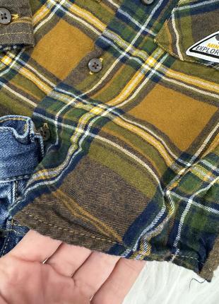 Стильный набор на малыша джинсы и теплая рубашка в клетку4 фото