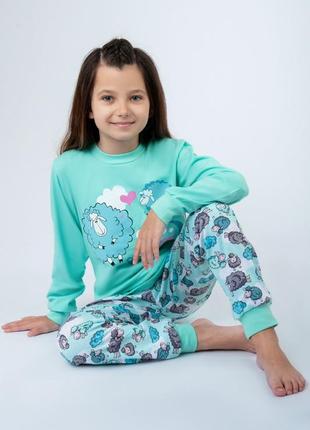 3 кольори 🐑🧁🍉 яскрава гарна підліткова піжама для дівчинки, легка бавовняна піжамка, комплект домашній для дівчаток підлітків5 фото