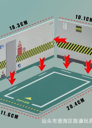 Модель гаража для автомобіля, 2 фонові стіни з пвх. масштаб 1:32. колекційна вітрина3 фото