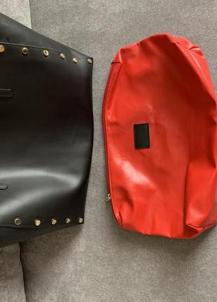 Чёрная кожаная итальянская  сумка в стиле valentino.6 фото