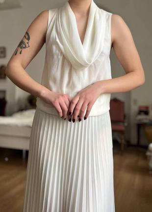 Невероятное винтажное старинное платье плиссе белая блузка юбка длинная миди вечерняя мерелин моноро3 фото