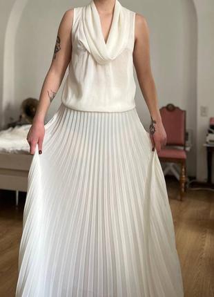 Невероятное винтажное старинное платье плиссе белая блузка юбка длинная миди вечерняя мерелин моноро4 фото