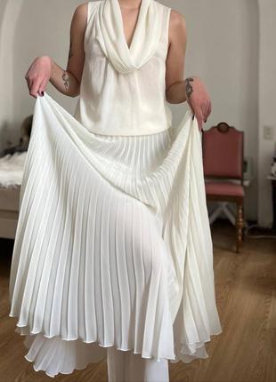 Невероятное винтажное старинное платье плиссе белая блузка юбка длинная миди вечерняя мерелин моноро2 фото