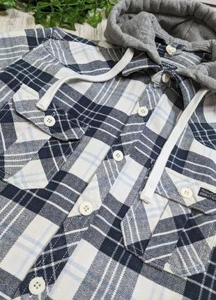 Рубашка- куртка в клетку с капюшоном жакет ветровка унисекс5 фото