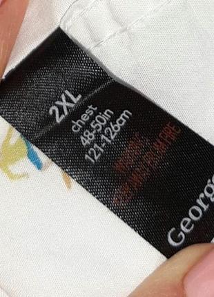 😉1+1=3 шикарная мужская белая рубашка в принт с коротким рукавом george, размер 54 - 564 фото