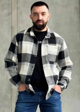 Рубашка-куртка мужская байка шерсть с карманами m, l, xl av5-10330iве1 фото