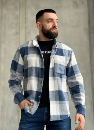 Рубашка-куртка мужская байка шерсть с карманами m, l, xl av5-10330iве5 фото