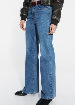 Джинсы zara, zara high-waisted palazzo jeans z19752 фото