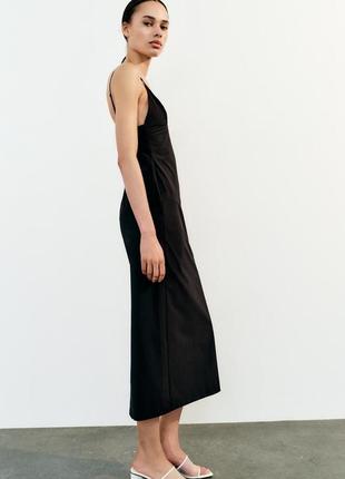 Черное миди платье с вырезом zara new2 фото