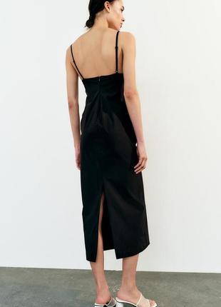 Черное миди платье с вырезом zara new3 фото