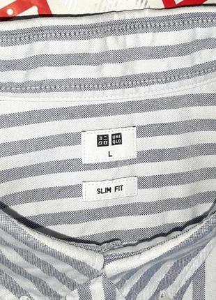 😉1+1=3 брендовая белая приталенная рубашка с коротким рукавом uniqlo, размер 48 - 504 фото