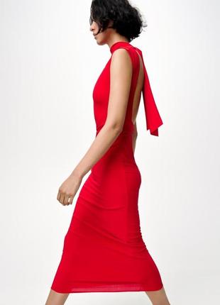 Платье женское красное с узлом zara new