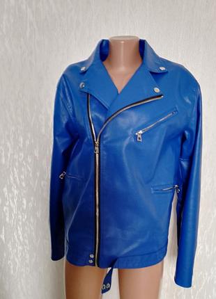 Красивая куртка косуха, цвет электрик