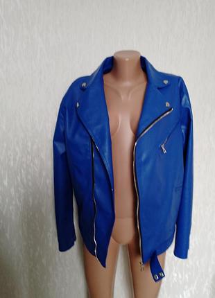 Красивая куртка косуха, цвет электрик