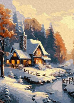 Картина по номерам идейка зимний домик ©art_selena_ua 40х50см kho6333 набор для росписи по цифрам