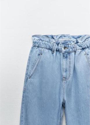 Стильные трендовые джинсы zara со сборкой на талии женские джинсы zara baggy светлые джинсы 422 фото