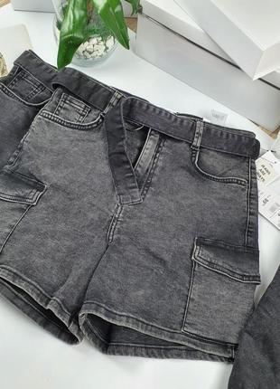 Новые крутые джинсовые шорты карго с карманами и поясом house6 фото