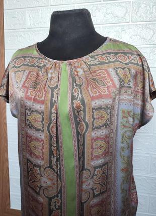 Шовкова блуза рубашка 100% шовк у етно стилі від etro етро італія ☕ 42eur/наш 44-46рр2 фото