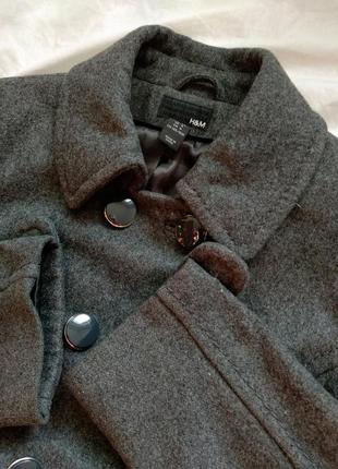 Распрадажа серое шерстяное пальто hm крупные пуговицы3 фото