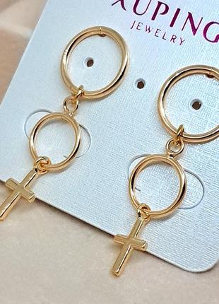 Стильные серьги-подвески из медицинского золота. ювелирная бижутерия xuping. позолоченные серьги