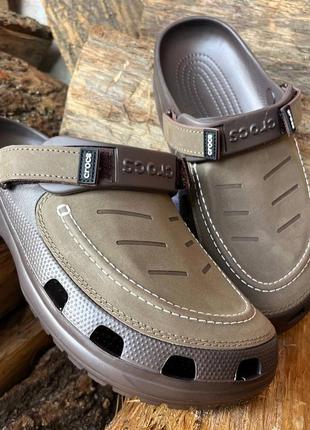 Мужские кроксы crocs yukon vista leather clogs espresso