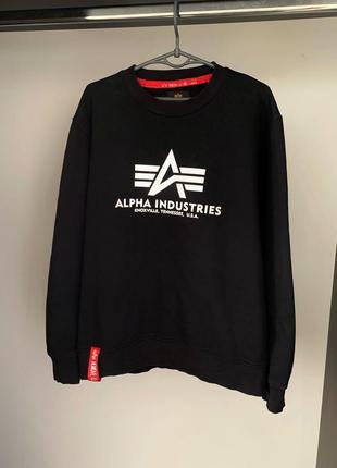 Свитшот alpha industries big logo black sweat4 фото