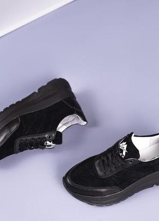 Женские кожаные, черные, стильные и качественные кроссовки. от 36 до 40 р. 263-22 ат демисезонные6 фото