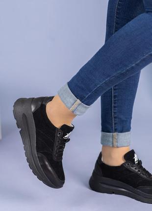 Женские кожаные, черные, стильные и качественные кроссовки. от 36 до 40 р. 263-22 ат демисезонные4 фото