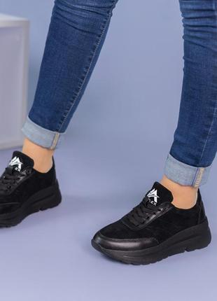 Женские кожаные, черные, стильные и качественные кроссовки. от 36 до 40 р. 263-22 ат демисезонные7 фото