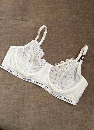 Бюстгальтер бавовняний на кісточках, мереживний victoria's secret  unlined demi bra