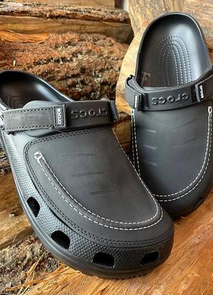 Чоловічі крокси сабо crocs yukon vista leather clogs black  чорні