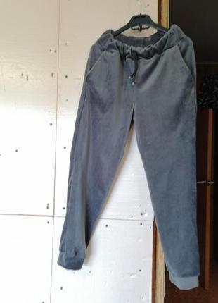 Теплі штани велюр оксамит штаны тёплые королевский велюр на флисе (мех) два боковых кармана пояс та2 фото