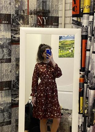 Красивое трендовое платье в цветы, длинный рукав, s-м1 фото