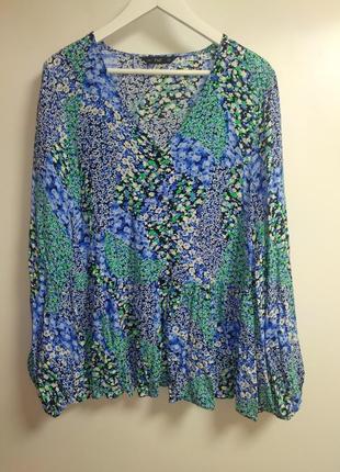 Яркая блуза в цветочный принт с объемными рукавами 18/52-54 размера1 фото