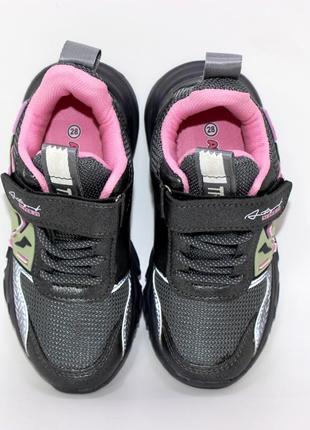Дитячі чорні комфортні кросівки на дівчинку 4-7 років весняні,літні,осінні,текстиль сітка,весна-літо2 фото