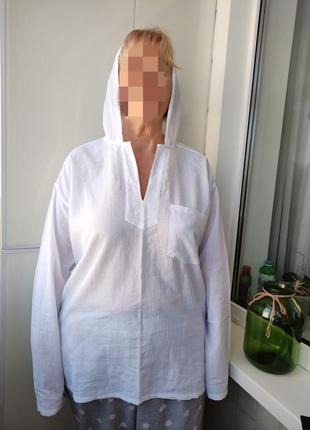 Туника с капюшоном, бабовна, рубашка, блузка большой размер индия1 фото