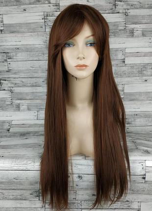 3751 парик світло-коричневий прямий із довгою челкою довгий жіночий 70 см