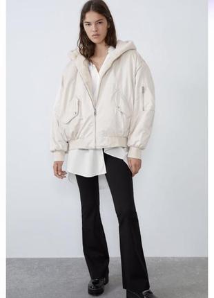 Двусторонний бомбер искусственный мех zara l-xl новый без бирки8 фото